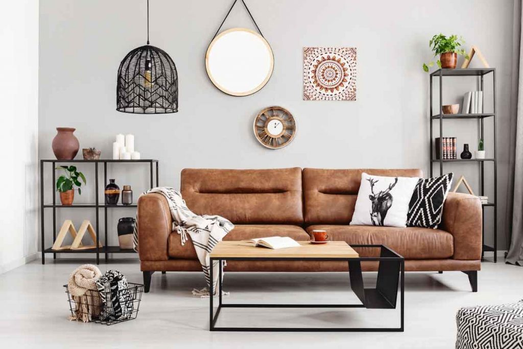 decorating living rooms with brown leather couches